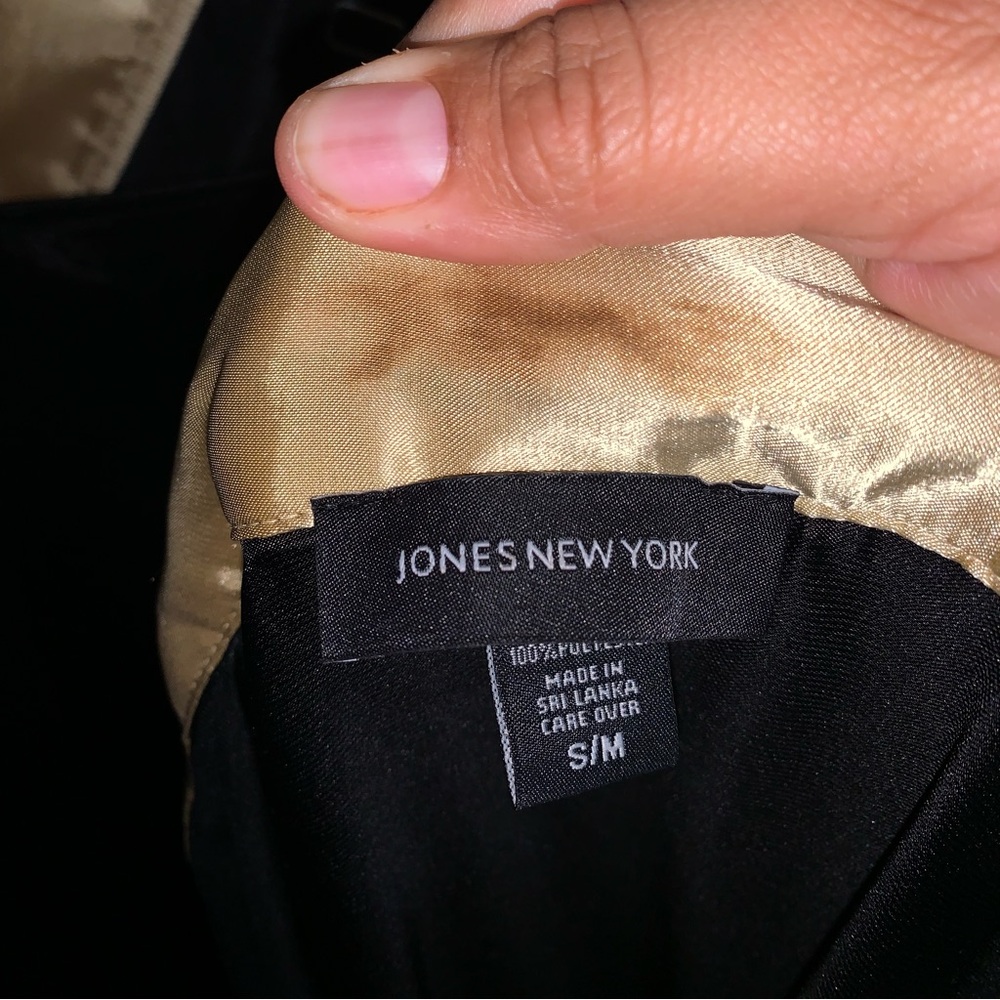 Jones New York night gown and robe black gold accents silk feel size s/m - Picture 10 of 10